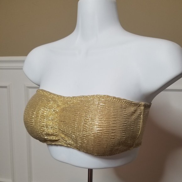 Heart Moon Star Other - Heart Moon Star 🔴 Shiny Gold Bandeau Bra